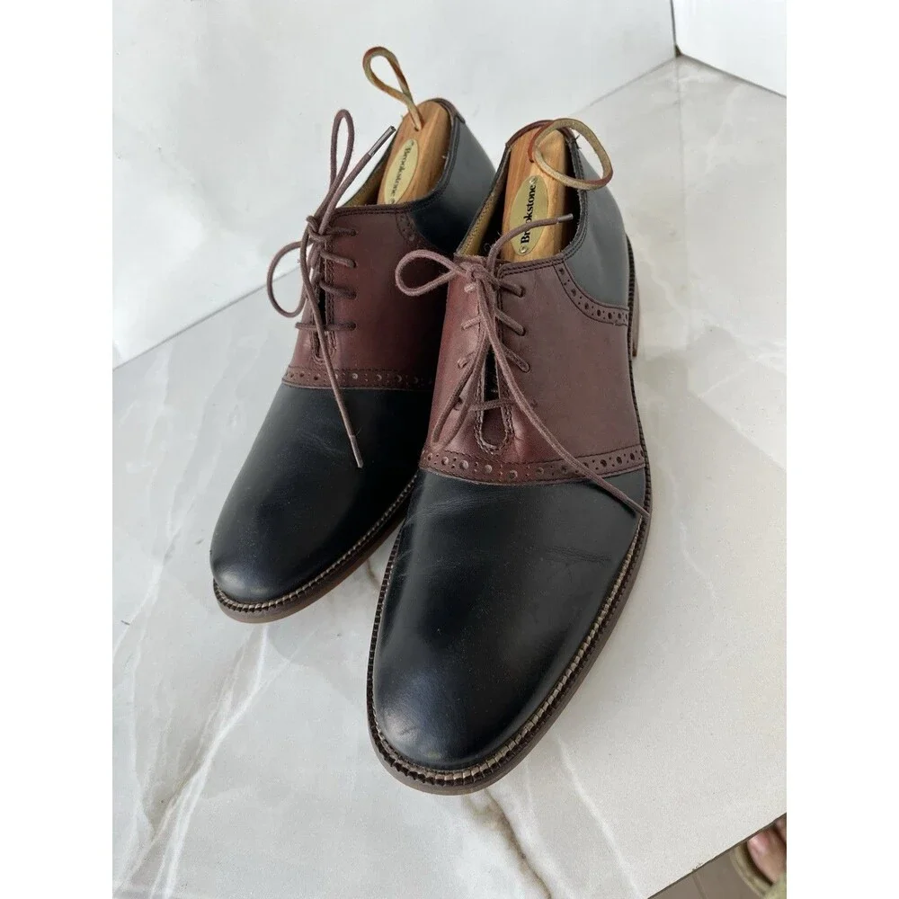 Cole Haan Men Williams Saddle Black Brown Leather Oxford Dress Shoes Sz 9 M